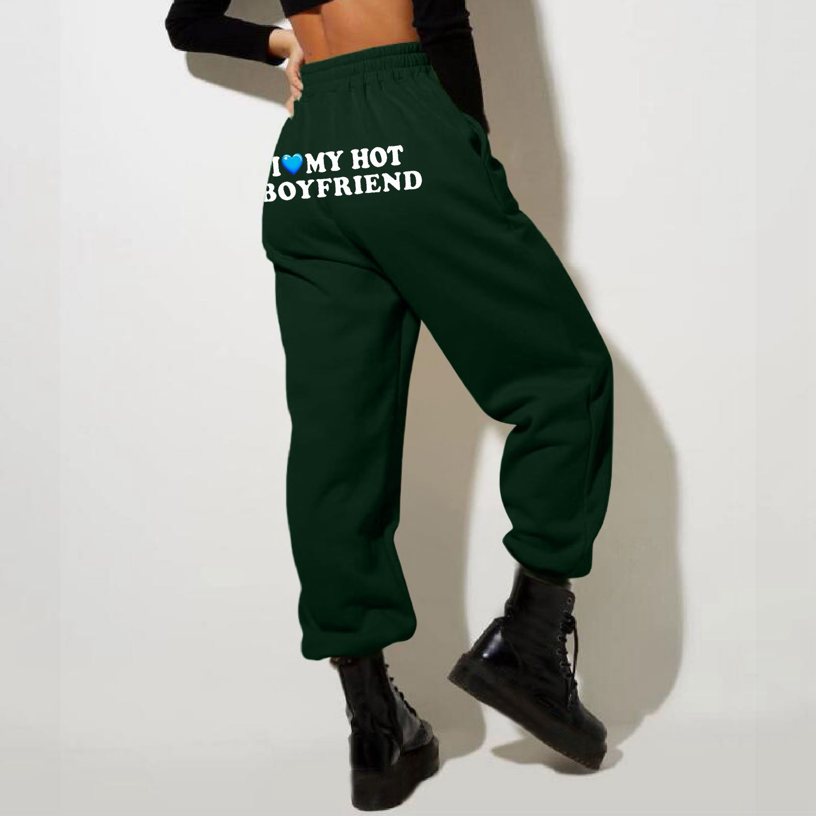 thumbnail image 2 of Pantalones deportivos de ocio para mujer: bajos acampanados, cordones en la parte delantera, cintura alta, tallas S-XXL, 2 of 4